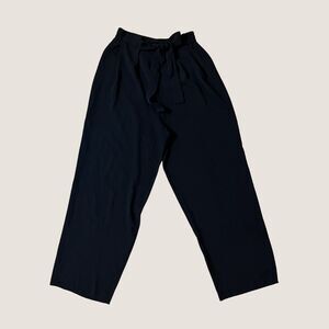 Zara Black Wide Leg Tie Waist Pants Semi Sheer